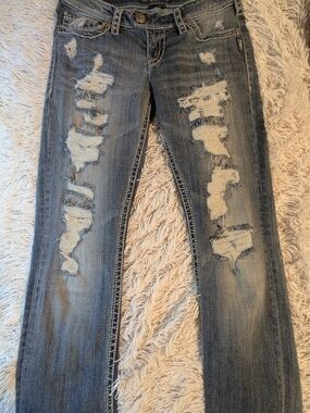 BKE Silver Distressed Jeans
